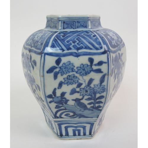 97 - A Chinese blue and white hexagonal vase