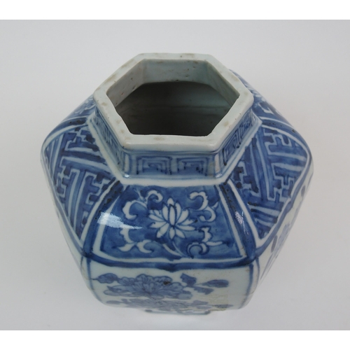 97 - A Chinese blue and white hexagonal vase