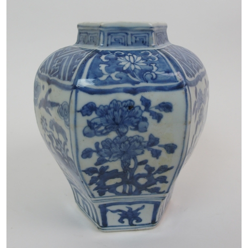 97 - A Chinese blue and white hexagonal vase