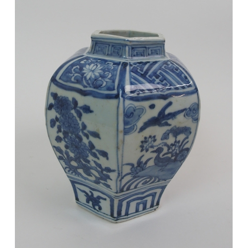 97 - A Chinese blue and white hexagonal vase