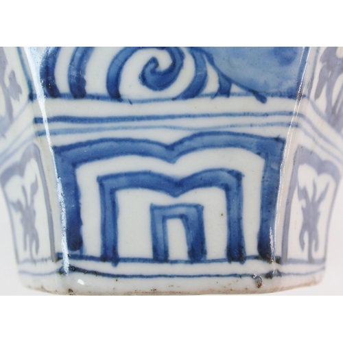 97 - A Chinese blue and white hexagonal vase