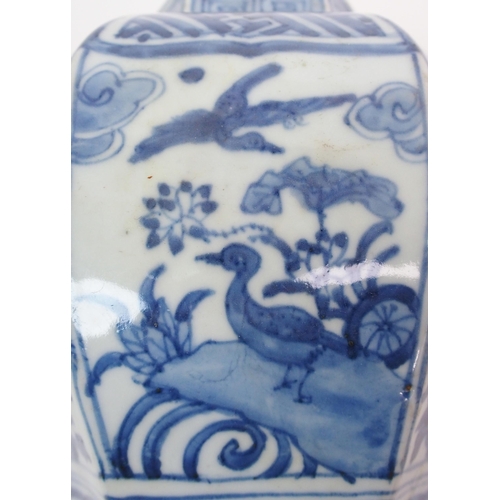 97 - A Chinese blue and white hexagonal vase