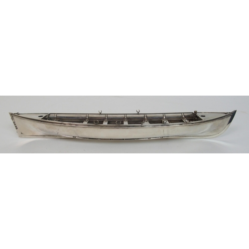 156 - A Victorian silver model of a two masted row boat or yawl