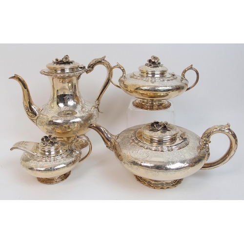 157 - A Victorian silver four piece tea service