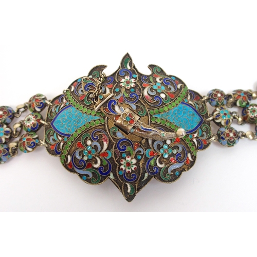 159 - A 19th Century Russian silver cloisonne polychrome enamel ladies belt