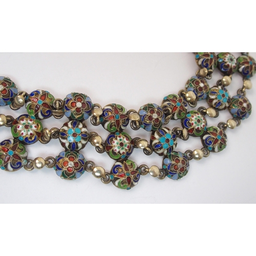 159 - A 19th Century Russian silver cloisonne polychrome enamel ladies belt