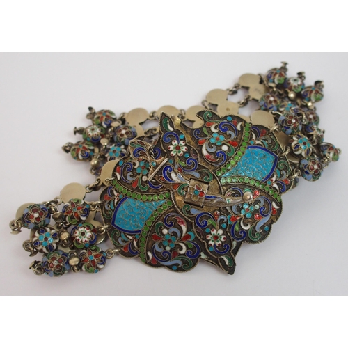 159 - A 19th Century Russian silver cloisonne polychrome enamel ladies belt