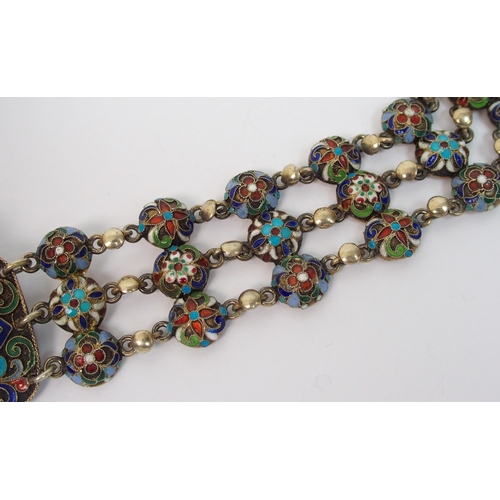 159 - A 19th Century Russian silver cloisonne polychrome enamel ladies belt