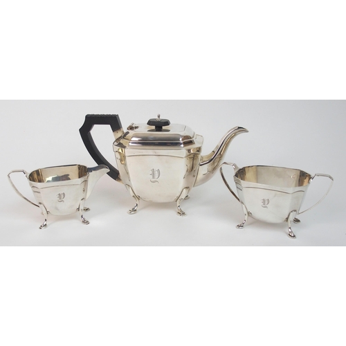 169 - A three piece silver tea service