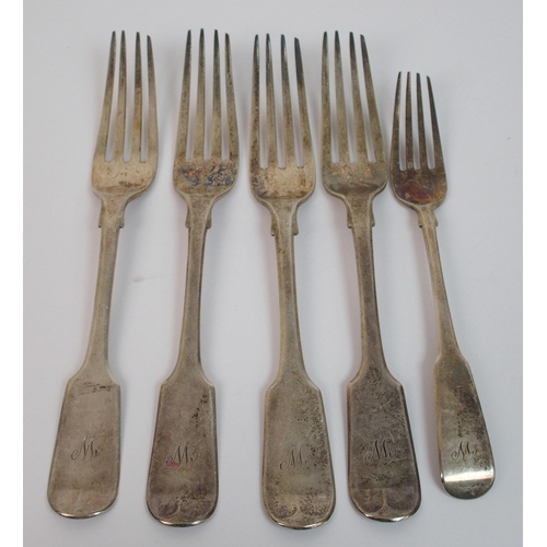 176 - A part set of seven silver tablespoons and five silver dessert spoons