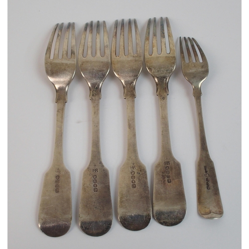 176 - A part set of seven silver tablespoons and five silver dessert spoons