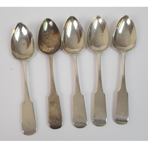 176 - A part set of seven silver tablespoons and five silver dessert spoons