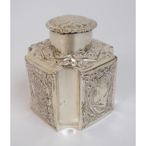 182 - A silver tea caddy