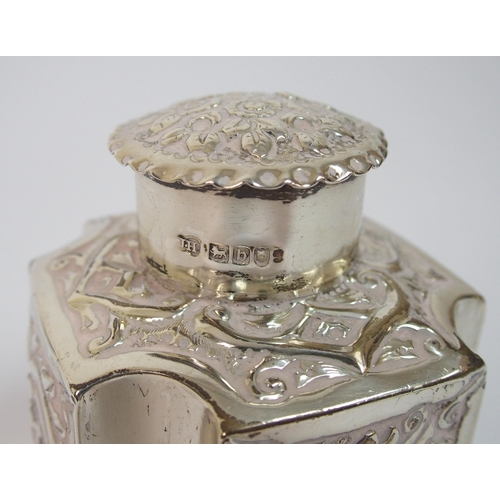 182 - A silver tea caddy