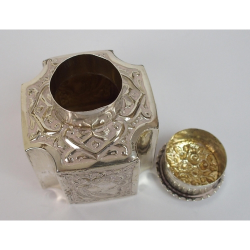 182 - A silver tea caddy