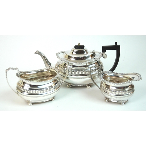 185 - A three piece silver tea service