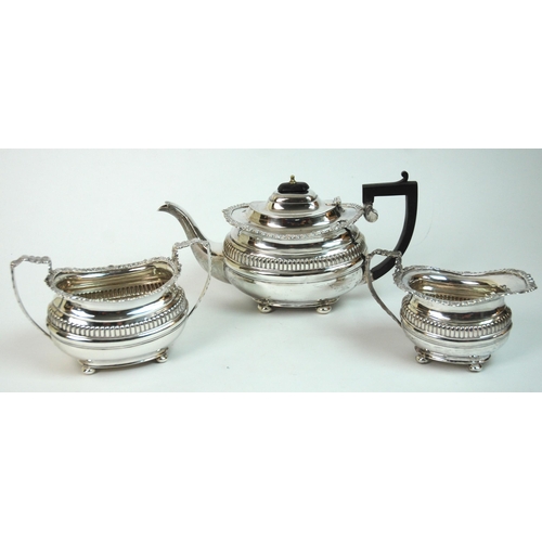 185 - A three piece silver tea service