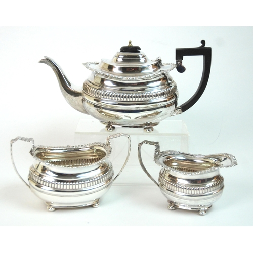 185 - A three piece silver tea service