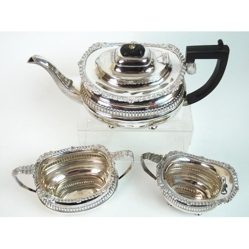 185 - A three piece silver tea service