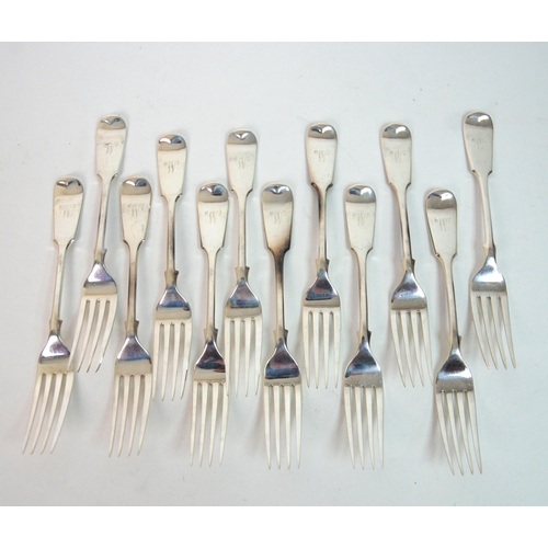 187 - A matched part suite of silver cutlery