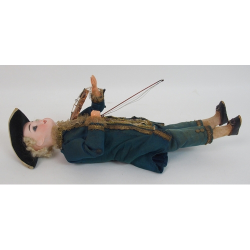 317 - A Continental bisque-headed automaton violin playing doll