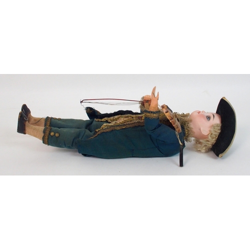 317 - A Continental bisque-headed automaton violin playing doll