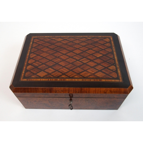 328 - A walnut and rosewood mother of pearl inlaid card case