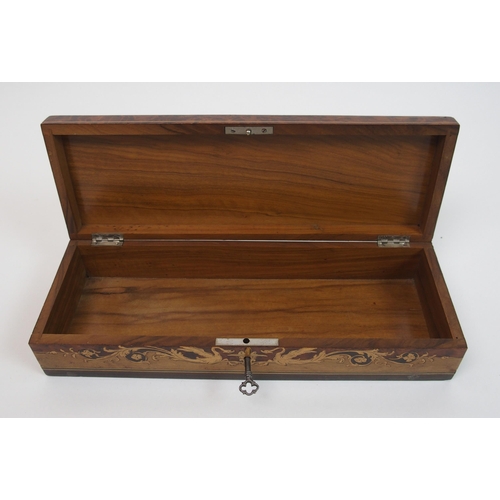 328 - A walnut and rosewood mother of pearl inlaid card case