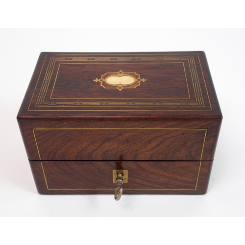 329 - A mahogany brass and mother of pearl inlaid scent bottle box