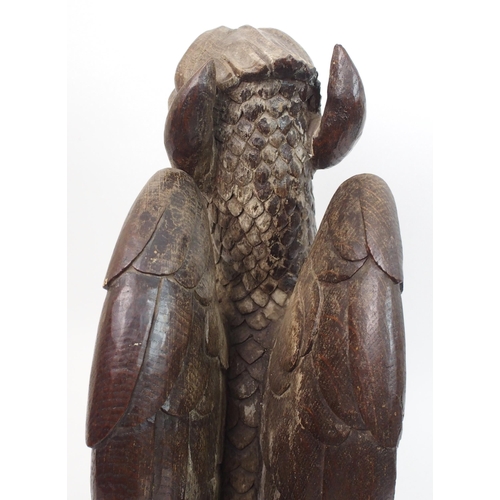 330 - Two Victorian oak carved griffins