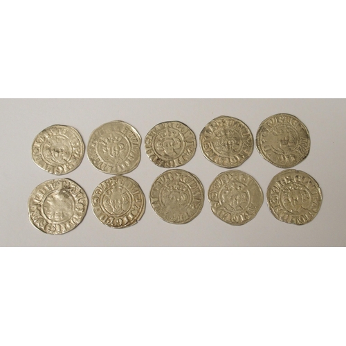 411 - Ten Edward I (1272-1307) Long Cross silver pennies