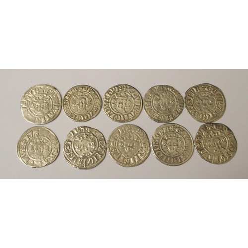 419 - Ten Edward I (1272-1307) Long Cross silver pennies