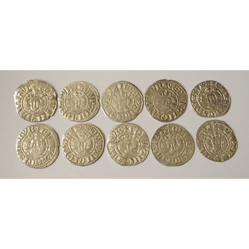 424 - Ten Edward I (1272-1307) Long Cross silver pennies