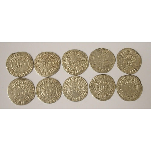 437 - Ten Edward I (1272-1307) Long Cross silver pennies