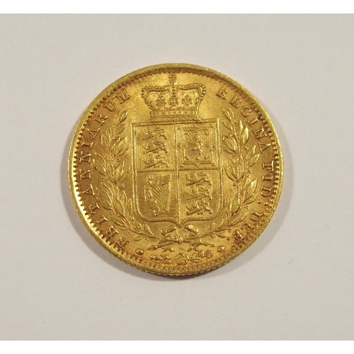 454 - 1861 Queen Victoria shield back gold sovereign