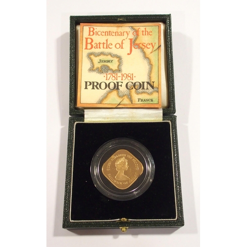 456 - 1781 - 1981 Bi-Centenary of the Battle of Jersey proof one pound gold coin