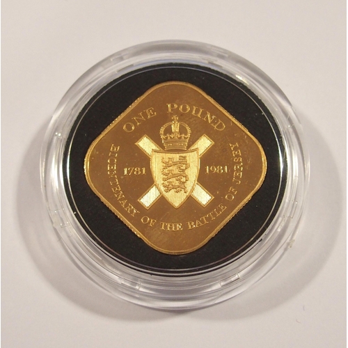 456 - 1781 - 1981 Bi-Centenary of the Battle of Jersey proof one pound gold coin