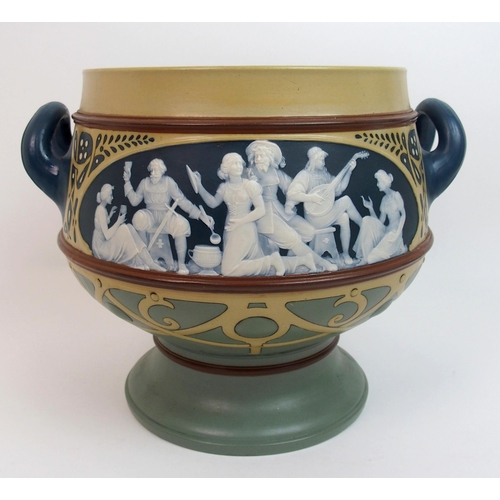 470 - A Mettlach pottery pate-sur-pate Art Nouveau jardiniere