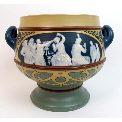 470 - A Mettlach pottery pate-sur-pate Art Nouveau jardiniere