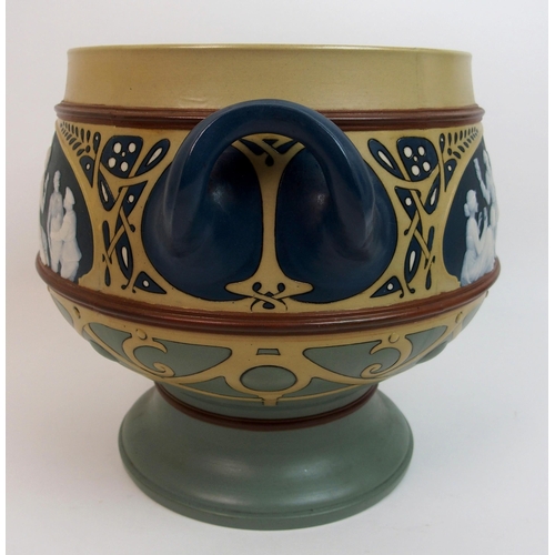 470 - A Mettlach pottery pate-sur-pate Art Nouveau jardiniere