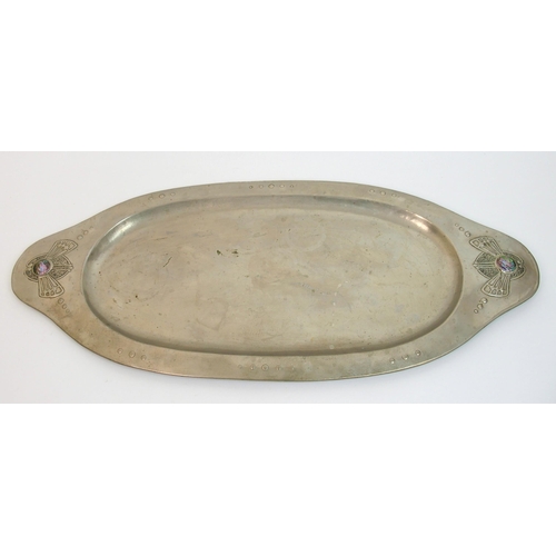 472 - A Glasgow style Art Nouveau white metal tray