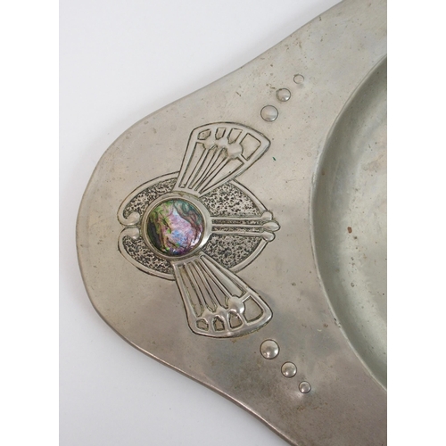 472 - A Glasgow style Art Nouveau white metal tray