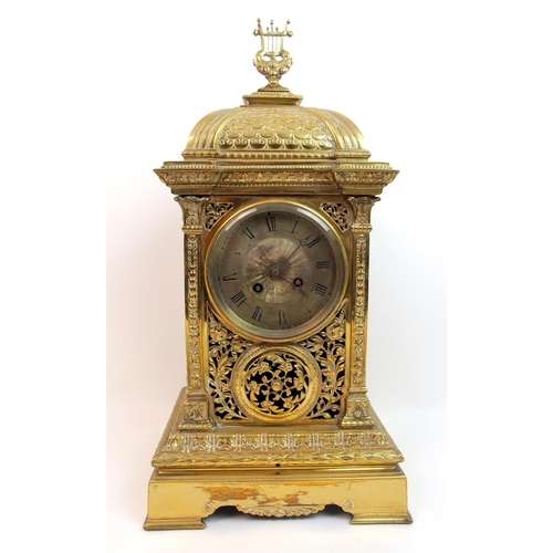 473 - A 19th Century pierced brass mantle clock