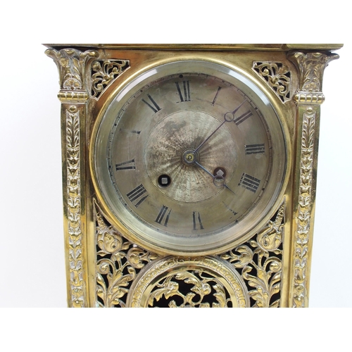 473 - A 19th Century pierced brass mantle clock