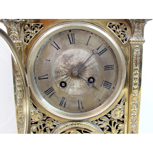 473 - A 19th Century pierced brass mantle clock