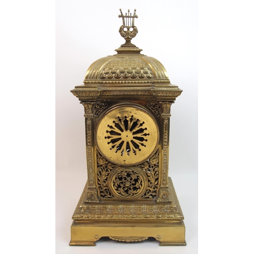 473 - A 19th Century pierced brass mantle clock