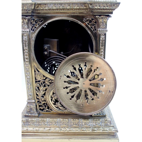 473 - A 19th Century pierced brass mantle clock