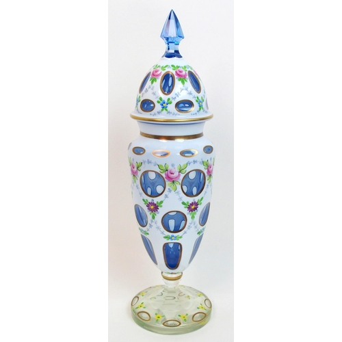 481 - A 19th Century Bohemian overlaid glass vase and cover