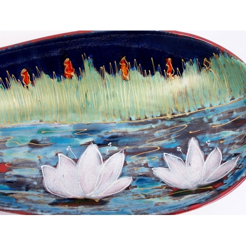 484 - An Anita Harris Art Pottery 'Waterlily' spear dish