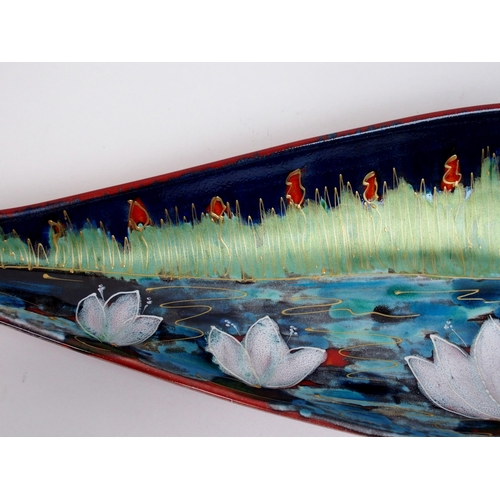 484 - An Anita Harris Art Pottery 'Waterlily' spear dish